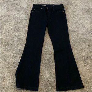 Dark denim wide leg jeans